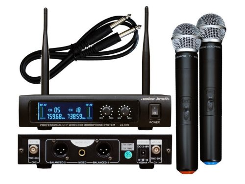 Voice Kraft LS-670 UHF vezetéknélküli kézi mikrofon szett, 2 db mikrofonnal