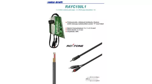 RAYC150L1 3,5 Sztereó Jack - 2xRCA kábel, 1m