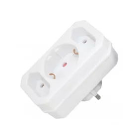   Commel 49111-1 T-Elosztó Hármas Dugalj- 2x EURO 2,5A + 1x2P+F