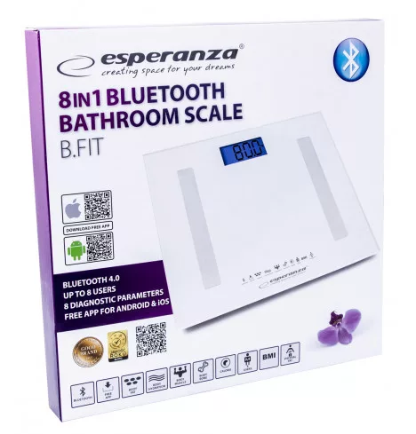 Esperanza EBS016W B.FIT 8in1fehér Bluetooth Személymérleg