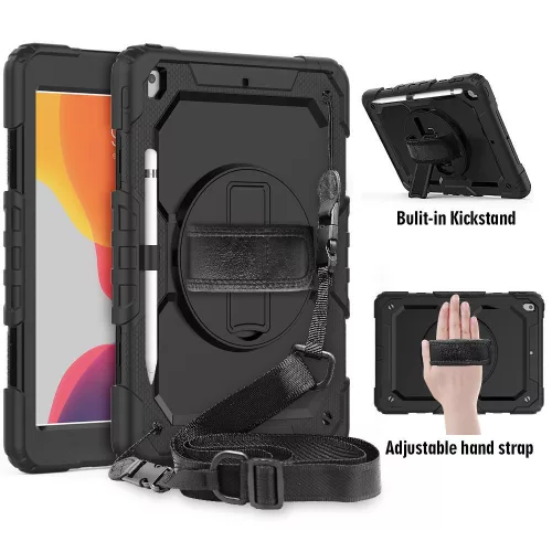 Tech-Protect Solid 360 ütésálló tok - Apple iPad 10.2 (2019/2020/2021) kijelzővédővel - fekete - OEM