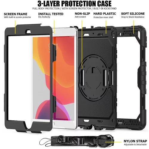 Tech-Protect Solid 360 ütésálló tok - Apple iPad 10.2 (2019/2020/2021) kijelzővédővel - fekete - OEM