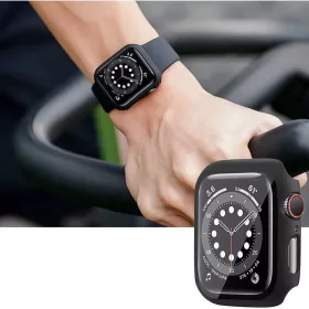   Haffner Defense 360 védőtok beépített edzett üveggel - Apple Watch 7/8 (45mm) - fekete - OEM