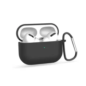   Haffner szilikon védőtok karabínerrel - Apple AirPods Pro 1/2 fülhallgatóhoz - fekete - OEM