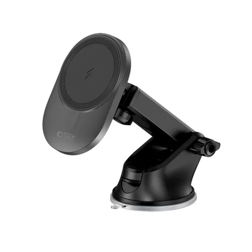 Tech-Protect MM15W-V1 Qi vezeték nélküli autós tartó/gyorstöltő szellőzőrácsba/műszerfalra - fekete