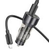 HOCO szivargyújtó töltő adapter USB-A + Type-C bemenettel + Type-C - Lightning  kábel - 43W - HOCO NZ12A Dual Port Fast Charging Set - fekete
