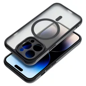   Haffner Matte Mag Cover szilikon tok - Apple iPhone 15 Pro - fekete/átlátszó