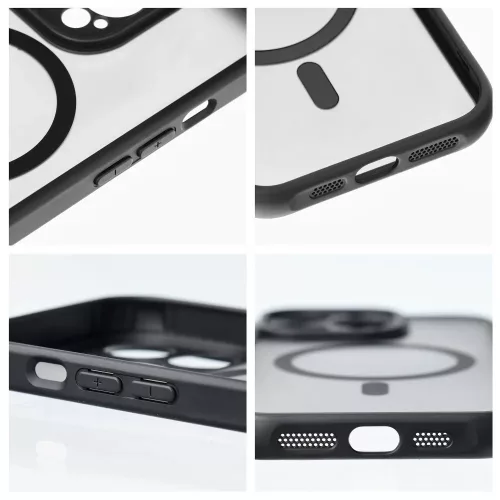 Haffner Matte Mag Cover szilikon tok - Apple iPhone 15 Pro - fekete/átlátszó