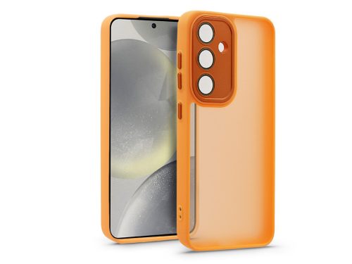 Haffner Variete tok kameravédő lencsevédő üveggel - Samsung SM-S921 Galaxy S24 - narancs