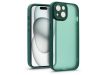 Haffner Variete tok kameravédő lencsevédő üveggel - Apple iPhone 15 - sötétzöld