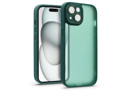 Haffner Variete tok kameravédő lencsevédő üveggel - Apple iPhone 15 - sötétzöld