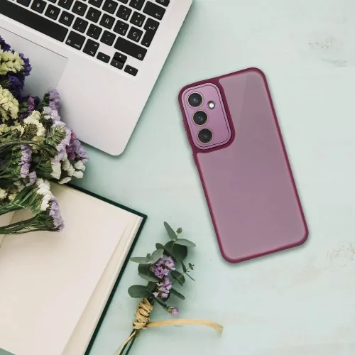 Haffner Variete tok kameravédő lencsevédő üveggel - Samsung SM-A556 Galaxy A55 5G - bíbor