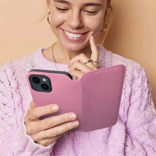 Haffner Dual Pocket Flip oldalra nyíló tok - Xiaomi Redmi Note 13 5G - pink