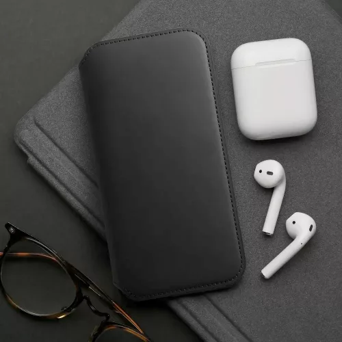 Haffner Dual Pocket Flip oldalra nyíló tok - Xiaomi Redmi Note 13 Pro 5G/Poco X6 5G - fekete