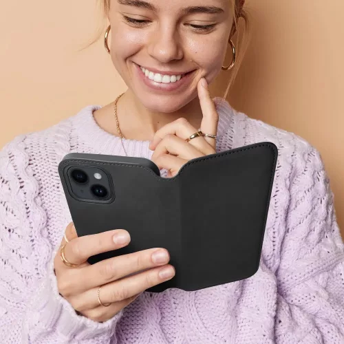 Haffner Dual Pocket Flip oldalra nyíló tok - Xiaomi Redmi Note 13 Pro+ 5G - fekete