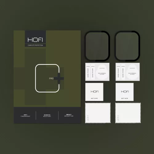 HOFI Hybrid Pro+ Glass - Apple Watch Series 7/8/9 (45 mm) üvegfólia - 2 db/cs - fekete