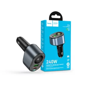   HOCO Z56 35W PD QC3.0 USB-C+ USB-A autós töltő adapter+ autós aljzattal - fekete