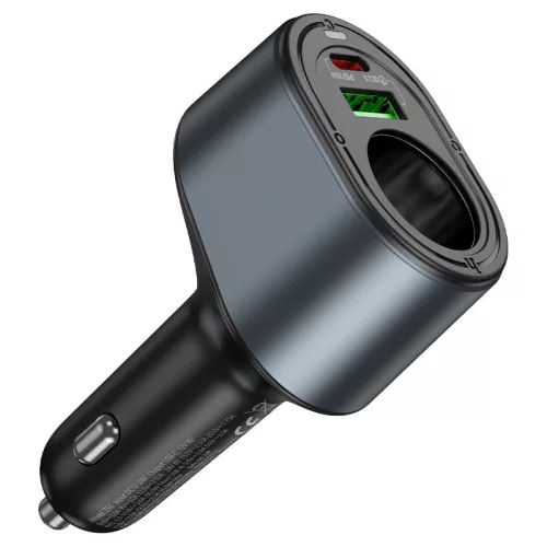 HOCO Z56 35W PD QC3.0 USB-C+ USB-A autós töltő adapter+ autós aljzattal - fekete