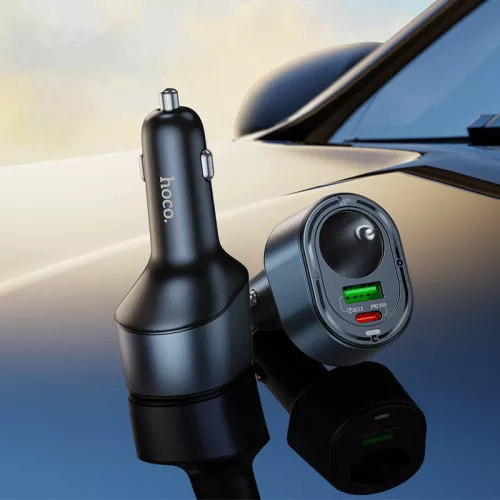 HOCO Z56 35W PD QC3.0 USB-C+ USB-A autós töltő adapter+ autós aljzattal - fekete
