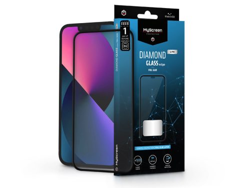 Apple iPhone 13/13 Pro/14/14 Pro/16e edzett üveg képernyővédő fólia - MyScreen  Protector Diamond Glass Lite Edge2.5D Full Glue - fekete