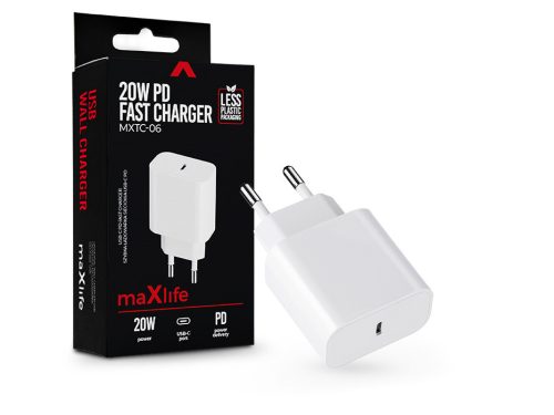 Maxlife MXTC-06 PD+QC 20W hálózati gyorstöltő adapter Type-C - fehér