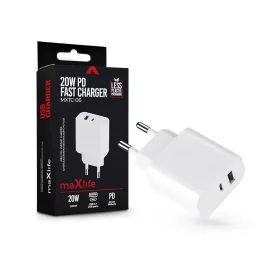   Maxlife MXTC-06 PD+QC 20W hálózati gyorstöltő adapter USB + Type-C - fehér