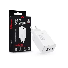   Maxlife MXTC-08-65ACC PD+QC 65W hálózati gyorstöltő adapter 2xType-C + USB - fehér