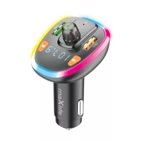   Maxlife MXFT-04 Bluetooth FM-transmitter/autós töltő 15W - 2xUSB - fekete, RGB