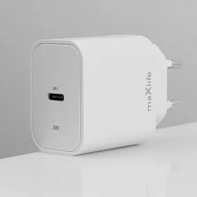   Maxlife MXTC-06 PD+QC 20W hálózati gyorstöltő adapter Type-C + Type-C/Type-C kábel - fehér