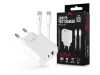 Maxlife MXTC-06 PD+QC 20W hálózati gyorstöltő adapter USB + Type-C + Type-C/Type-C kábel - fehér