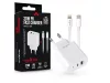 Maxlife MXTC-06 PD+QC 20W hálózati gyorstöltő adapter USB + Type-C + Type-C/Lightning kábel - fehér