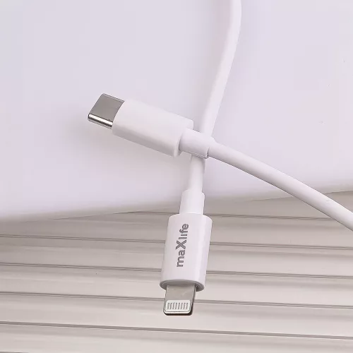 Maxlife MXTC-06 PD+QC 20W hálózati gyorstöltő adapter USB + Type-C + Type-C/Lightning kábel - fehér