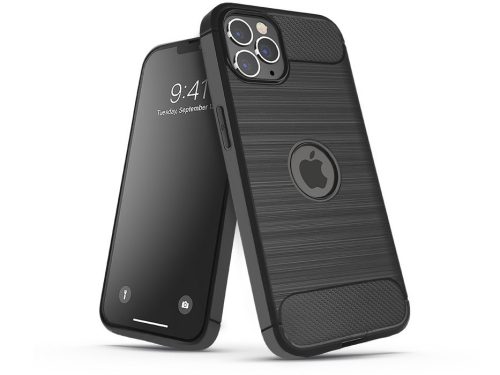 Haffner Carbon Logo szilikon tok - Apple iPhone 14 Plus - fekete