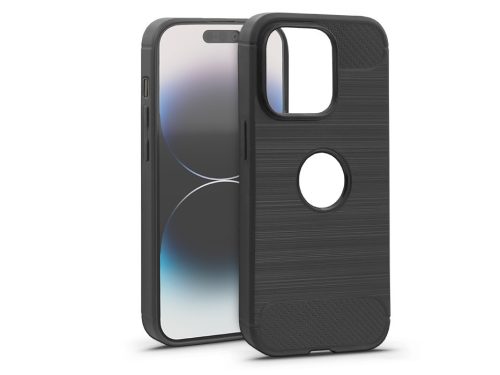 Haffner Carbon Logo szilikon tok - Apple iPhone 14 Pro - fekete