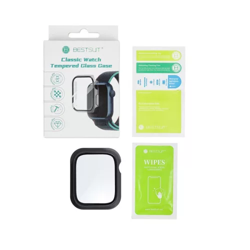 Bestsuit Classic védőtok beépített edzett üveggel - Apple Watch 7/8 (41mm) - fekete
