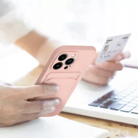   Haffner Card Case kártyatartós szilikon tok - Xiaomi Redmi Note 12 5G/Poco X5 5G - pink