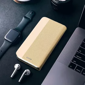   Haffner Sensitive Book Flip oldalra nyíló tok - Xiaomi Redmi Note 12 5G/Poco X5 5G - arany