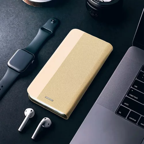 Haffner Sensitive Book Flip oldalra nyíló tok - Xiaomi Redmi Note 12 5G/Poco X5 5G - arany