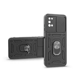   Haffner Slide Armor kameravédős ütésálló tok gyűrűvel - Samsung A025 Galaxy A02s/A03s - fekete