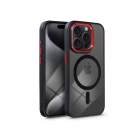   Haffner Edge Mag Cover szilikon tok - Apple iPhone 15 Pro - fekete/piros/átlátszó