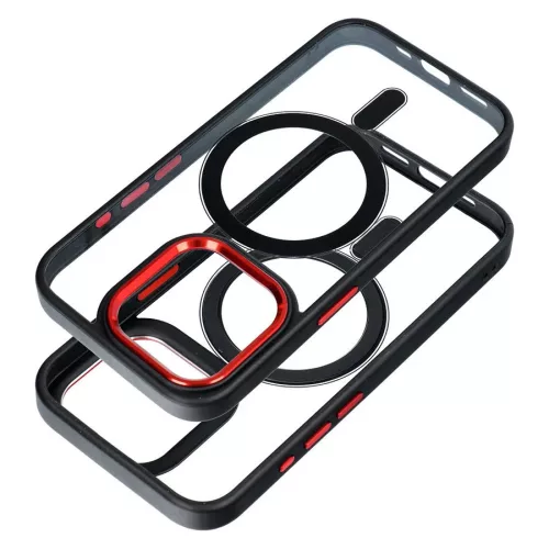Haffner Edge Mag Cover szilikon tok - Apple iPhone 15 Pro - fekete/piros/átlátszó