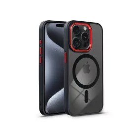   Haffner Edge Mag Cover szilikon tok - Apple iPhone 15 Pro Max - fekete/piros/átlátszó