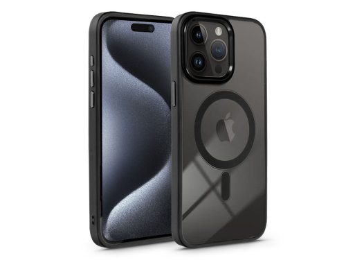Haffner Edge Mag Cover szilikon tok - Apple iPhone 15 Pro Max - fekete/átlátszó