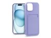 Haffner Card Case kártyatartós szilikon tok - Apple iPhone 15 Plus - lila