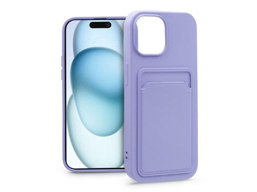 Haffner Card Case kártyatartós szilikon tok - Apple iPhone 15 Plus - lila