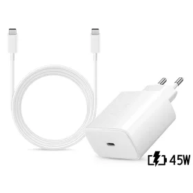   Samsung EP-TA845EWE gyári gyorstöltő adapter 45W + EP-DX510JWE Type-C/Type-C 1,8m - fehér - OEM