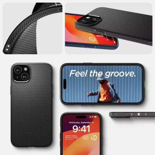 Spigen Liquid Air ütésálló tok - Apple iPhone 15 - fekete