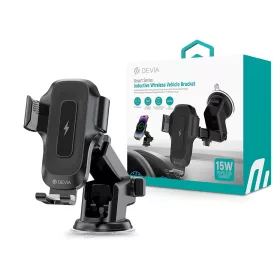   Devia Smart Series 15W vezeték nélküli autós töltő/tartó műszerfalra/szélvédőre - fekete