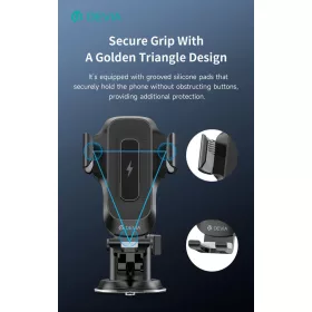   Devia Smart Series 15W vezeték nélküli autós töltő/tartó műszerfalra/szélvédőre - fekete