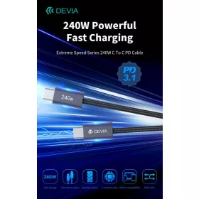   Devia Extreme Speed Series PD 240W Type-C/Type-C adat-és töltőkábel 2m - fekete